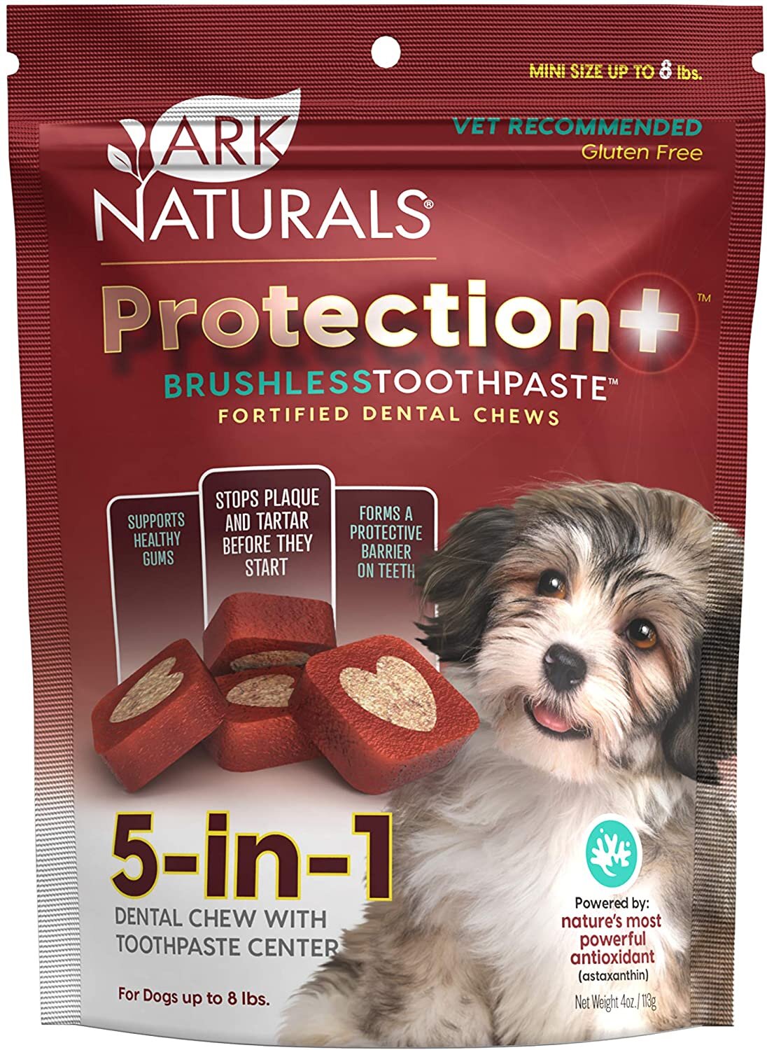 美國 ARK NATURALS 狗小食 Protection+亮白牙齒 5合1免刷牙膏潔齒棒 (mini/8lb以下迷你犬) 4oz