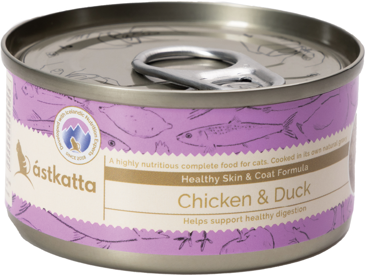 Astkatta 貓罐頭(肉絲) 走地雞肉鴨肉 (護膚美毛) 170g (紫)