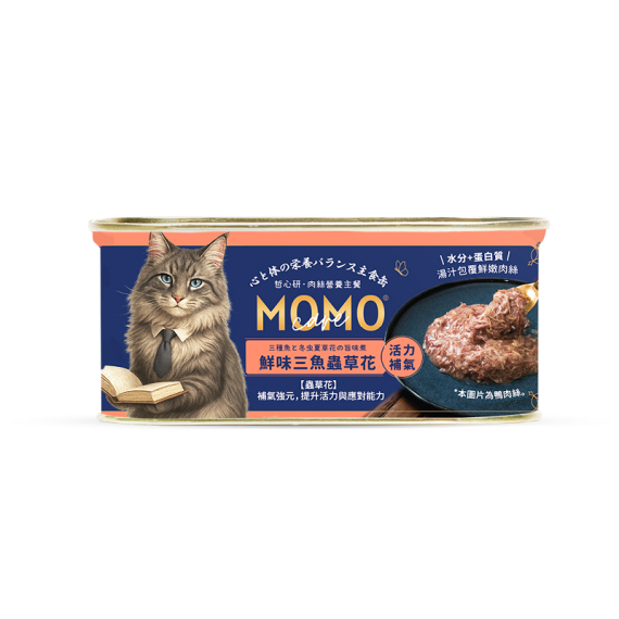 Momocare 貓罐頭 哲心研 營養肉絲主食 鮮味三魚蟲草花(活力補氣) 07號 110g