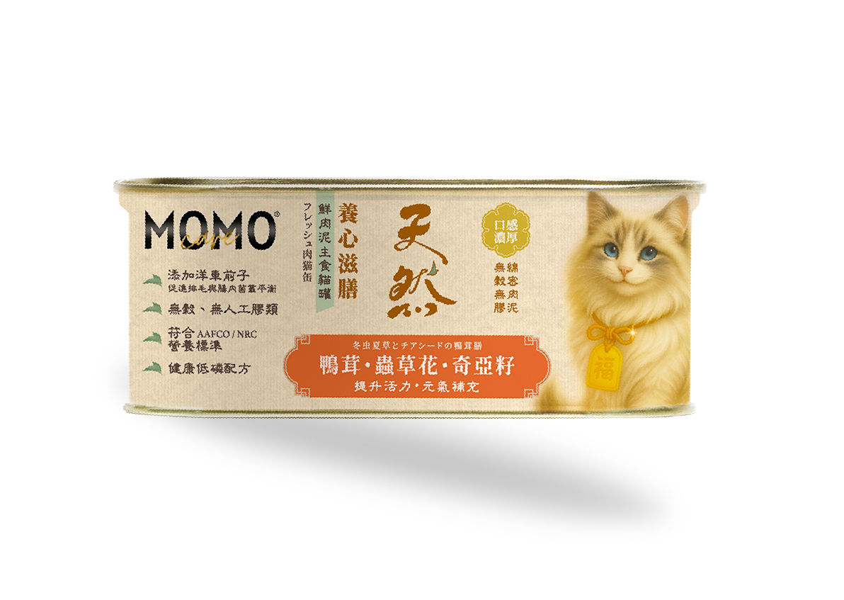 Momocare 貓罐頭 養心滋膳 營養肉茸主食 鴨茸蟲草花奇亞籽(氣血調養・元氣補充) 02號 110g