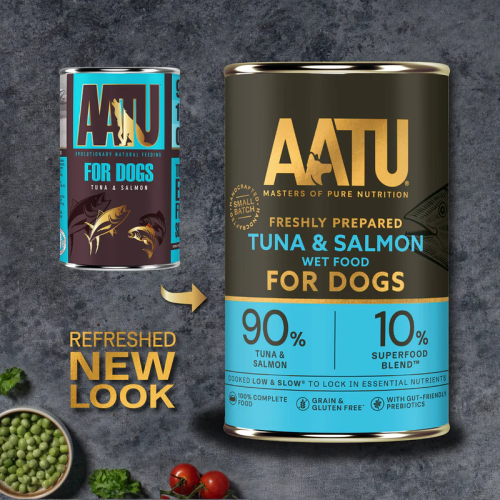 AATU 無穀物狗罐頭 吞拿魚及三文魚配方 400g