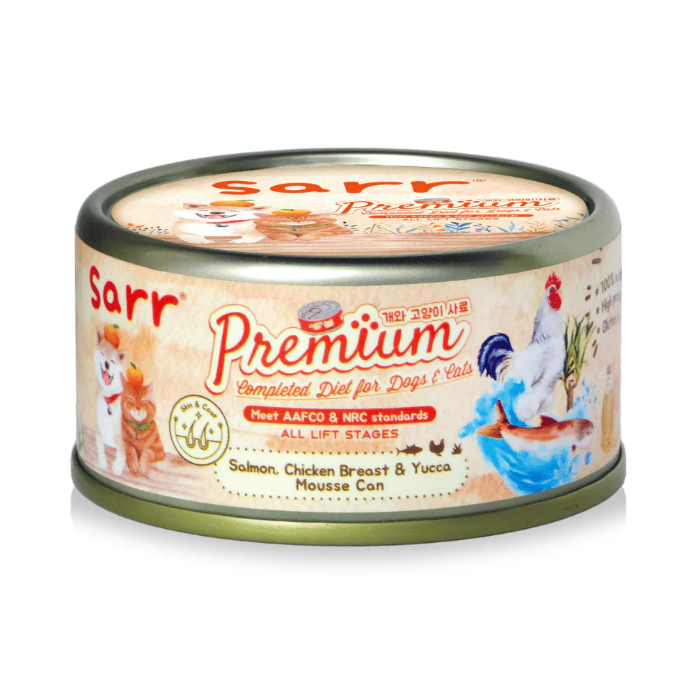 Sarr 貓狗共用罐頭 慕絲 皮毛健康護理 三⽂⿂+雞肉+絲蘭 80g (#04)
