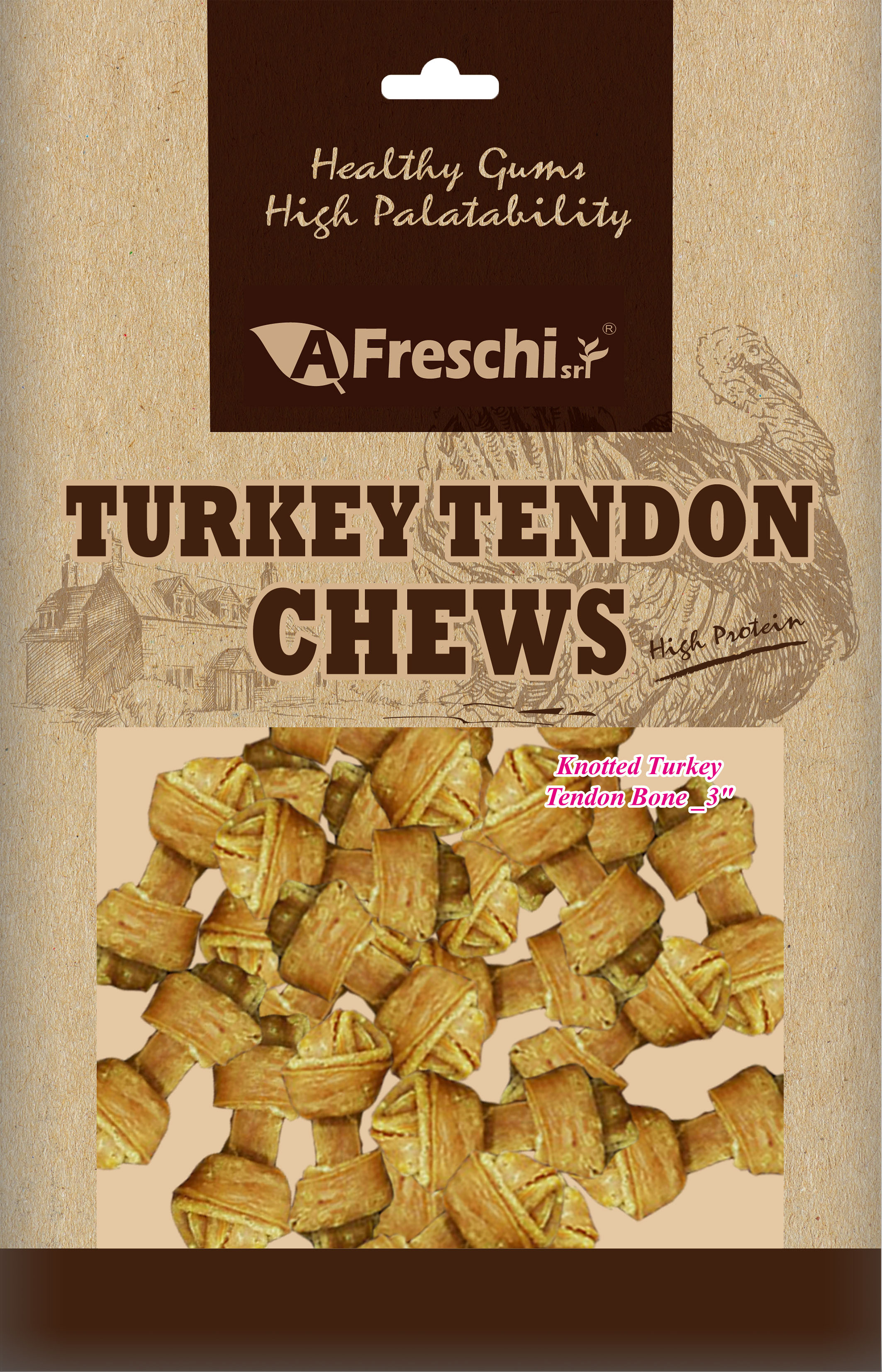 A Freschi srl 艾富鮮 狗小食 火雞筋3吋打結骨 130g