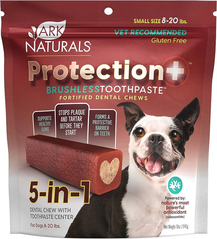 美國 ARK NATURALS 狗小食 Protection+亮白牙齒 5合1免刷牙膏潔齒棒 (Small/8lb-20lb小型犬) 12oz