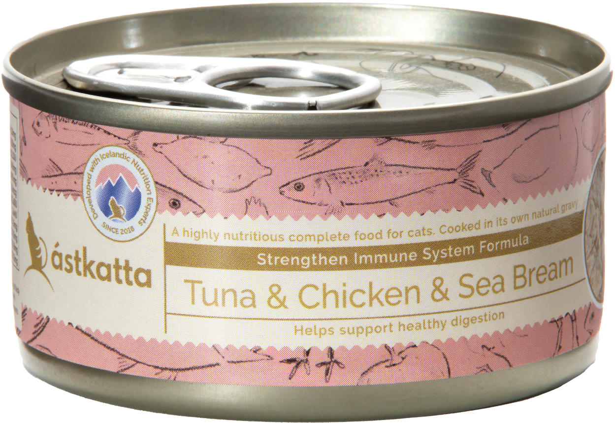 Astkatta 貓罐頭(肉絲) 白鰹吞拿雞肉海鯛 (強化免疫) 80g (粉紅)