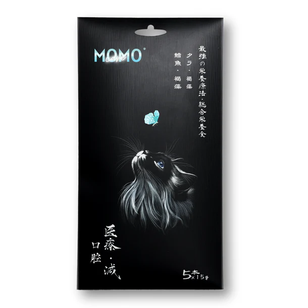 MomoCare 貓小食 功能性主食軟肉泥 [口腔保護] 鱈魚+褐藻 15*5條