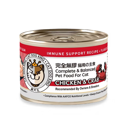 貓犬王 貓罐頭 完全無膠主食罐 蟹肉及雞肉肉絲湯罐(增強免疫力) 170g (紅)