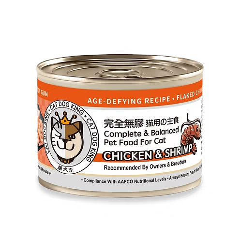 貓犬王 貓罐頭 完全無膠主食罐 鮮蝦及雞肉肉絲湯罐(抗衰老) 170g (橙)