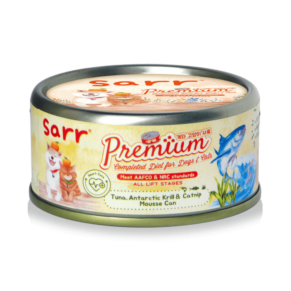 Sarr 貓狗共用罐頭 慕絲 心臟健康護理 吞拿⿂+南極磷蝦+小麥草 80g (#02)