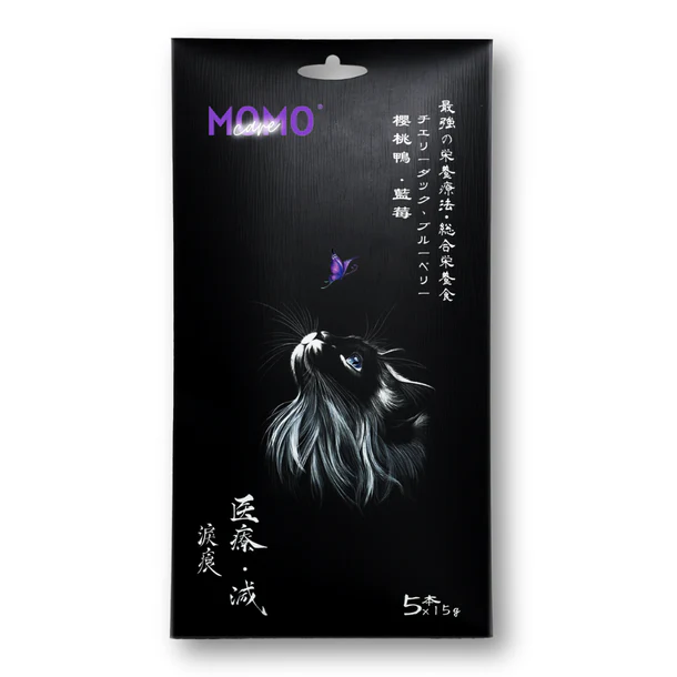 MomoCare 貓小食 功能性主食軟肉泥 [眼睛保護] 櫻桃鴨+藍莓 15*5條