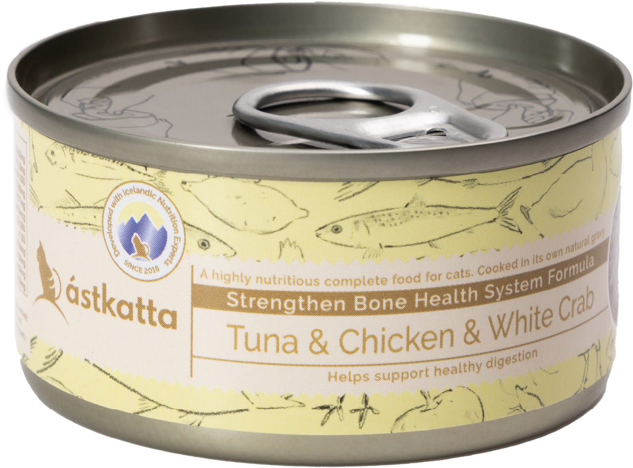 Astkatta 貓罐頭(肉絲) 白鰹吞拿雞肉白蟹肉 (強化關節) 170g (淡黃)