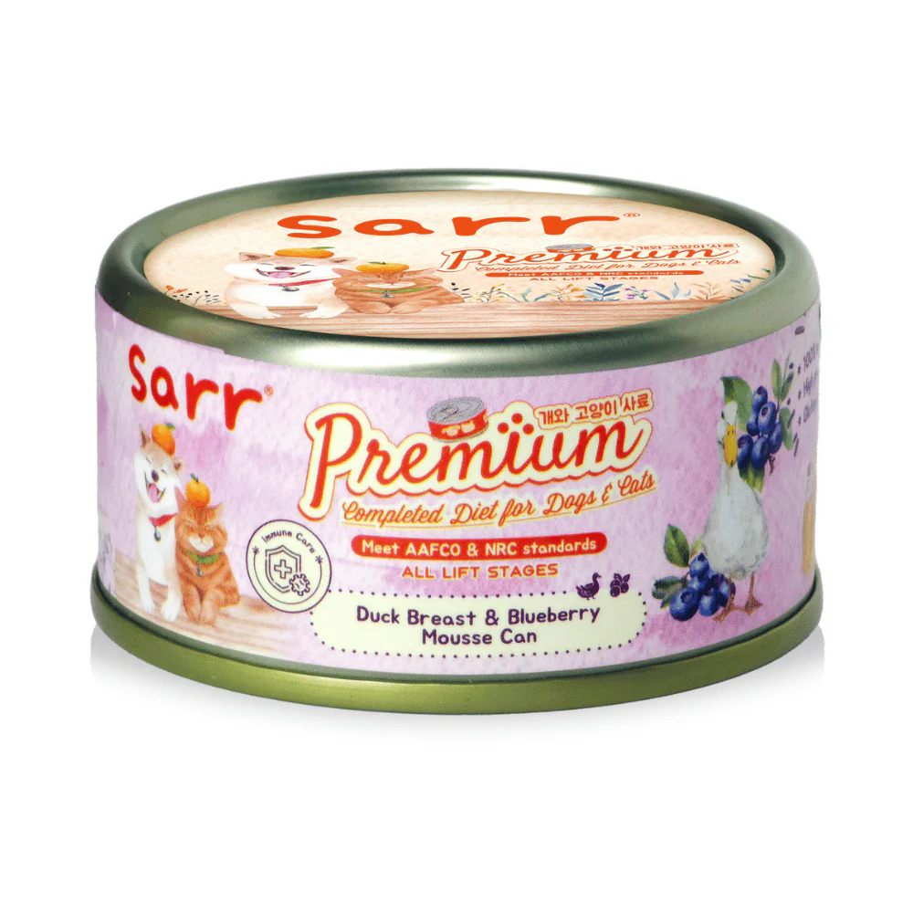 Sarr 貓狗共用罐頭 慕絲 免疫系統健康護理 鴨⾁+藍莓 80g (#06)