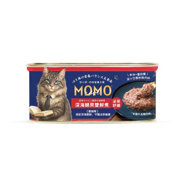 Momocare 貓罐頭 哲心研 營養肉絲主食 深海鯖貝雙鮮煮(泌尿舒緩) 08號 110g