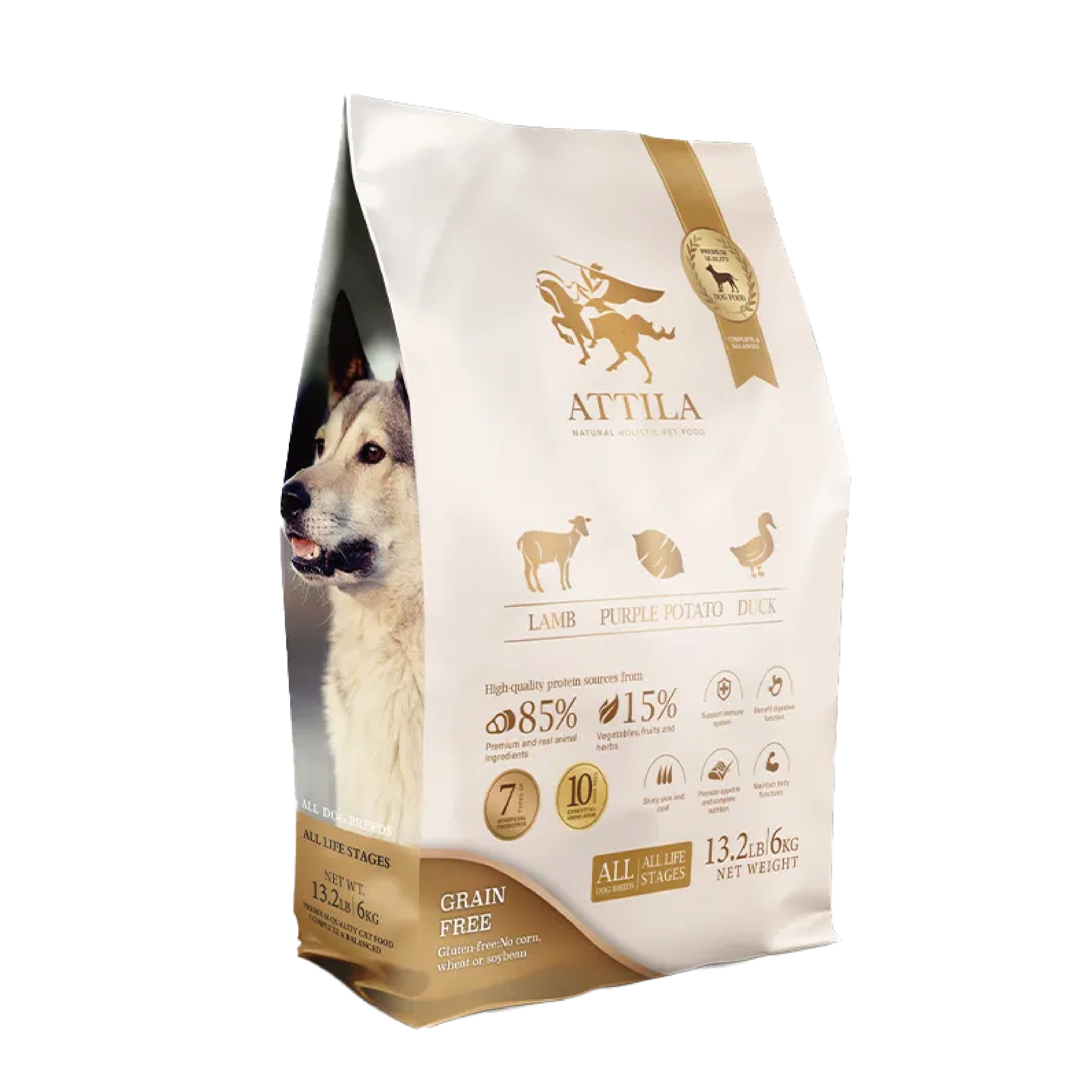 Attila 阿提拉 全犬糧 無榖物 羊肉+鴨肉+紫薯 2kg (白)