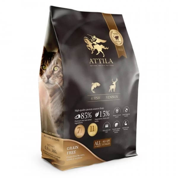Attila 阿提拉 全貓糧 無榖物 四種魚+鹿 1.8kg (黑)