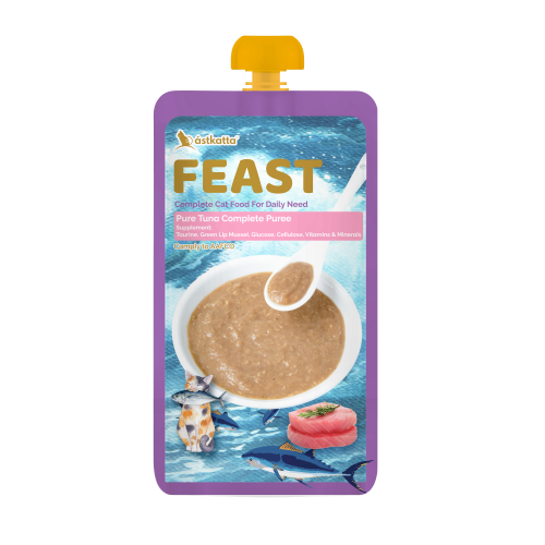 Astkatta 貓濕糧 Feast 鮮肉盛宴營養肉泥主食包 純吞拿魚 110g (紫)