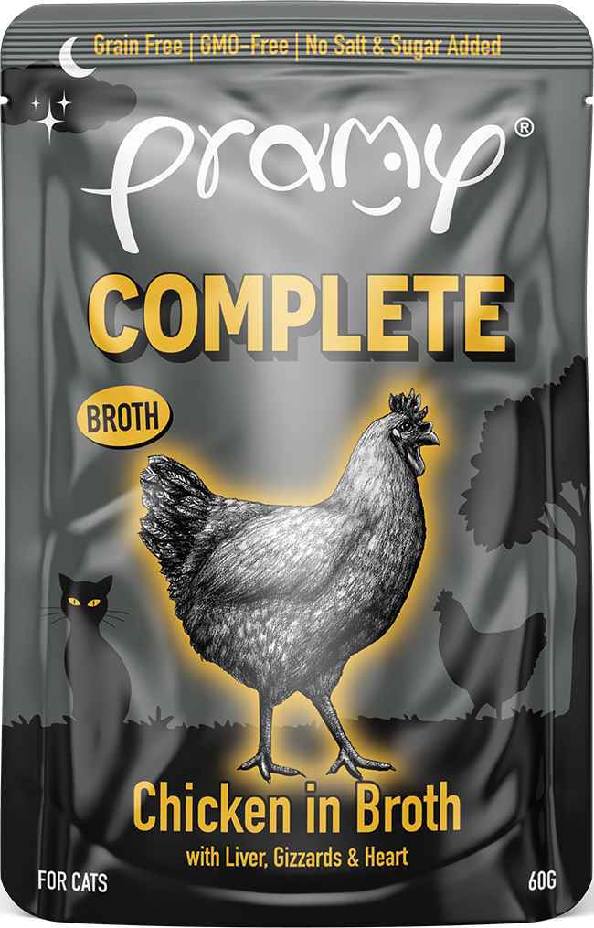 Pramy 貓濕糧包(主食) 午夜饗宴 無穀物濃湯 鮮嫩雞肉配方 60g (黑袋橙)