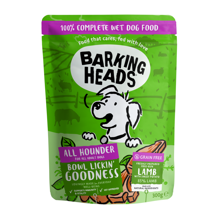 Barking Heads 狗濕糧包(主食) 無穀物 成犬 羊肉 (綠色) 300g