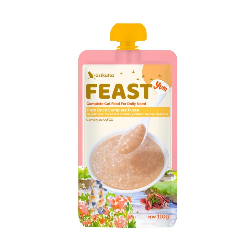 Astkatta 貓濕糧 Feast 鮮肉盛宴營養肉泥主食包 走地鴨肉 110g (粉紅)