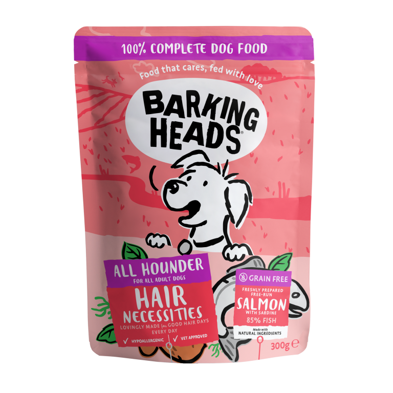 Barking Heads 狗濕糧包(主食) 無穀物 成犬 三文魚肉 (蟹紅色) 300g