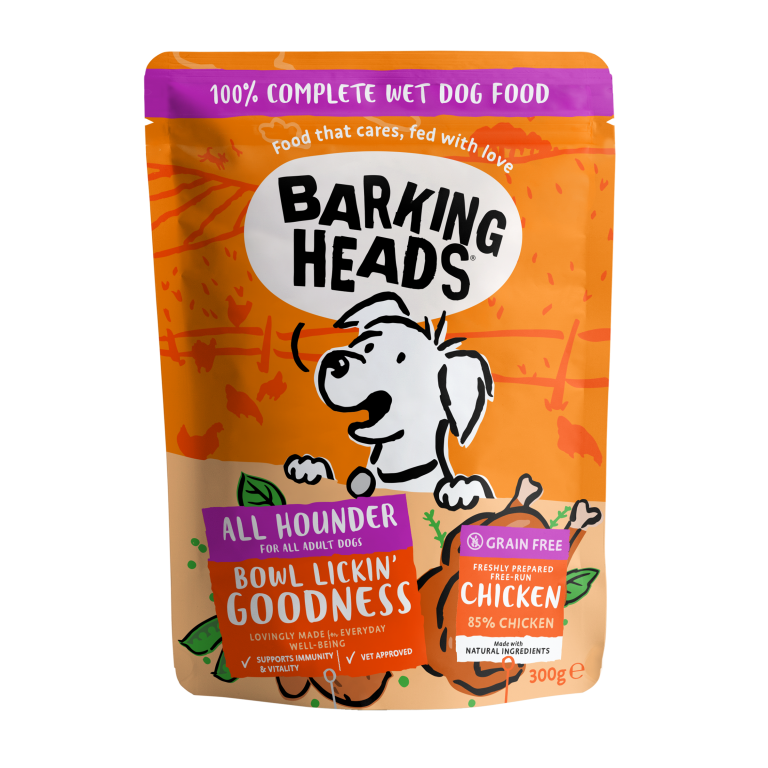 Barking Heads 狗濕糧包(主食) 無穀物 成犬 雞肉 (橙色) 300g