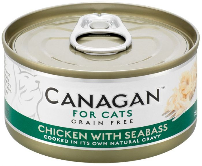 Canagan 原之選 貓罐頭 雞肉伴鱸魚配方 75g (綠)