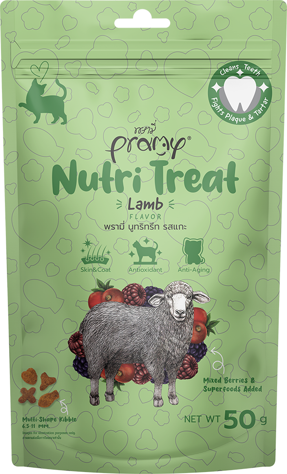 Pramy Nutri-Treat 貓小食 酥脆潔齒點心 雜莓+羊肉 50g (綠)