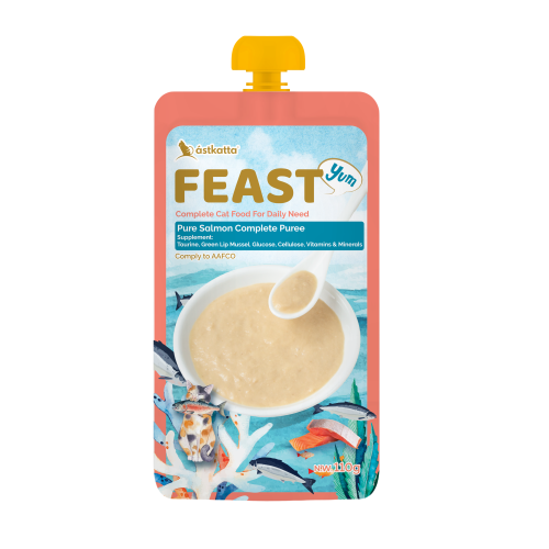 Astkatta 貓濕糧 Feast 鮮肉盛宴營養肉泥主食包 純三文魚 110g (橙紅)