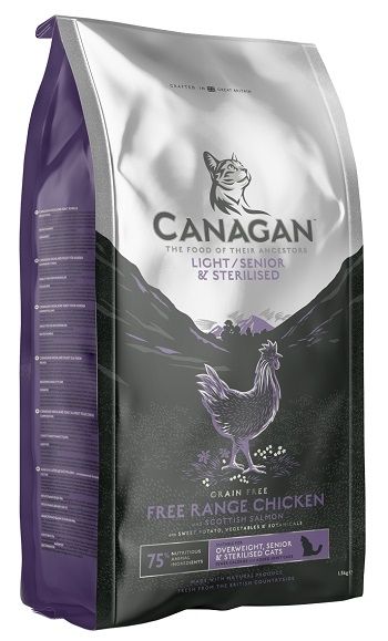 Canagan 原之選 無穀物貓糧 老貓/減肥/絕育貓配方 (走地雞) 4kg (紫色)