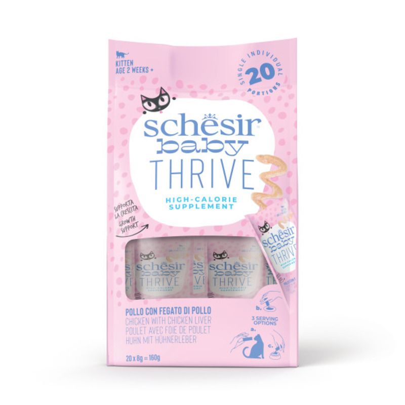 Schesir 貓小食 Baby Thrive系列 雞肉雞肝幼貓成長補充零食 20x8g