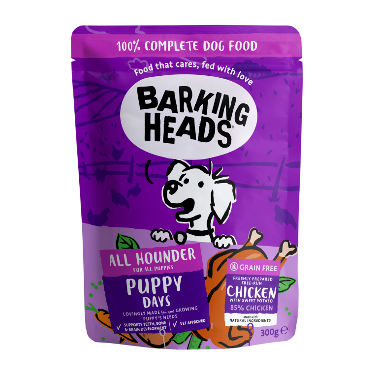 Barking Heads 狗濕糧包(主食) 無穀物 幼犬 雞肉 (紫色) 300g