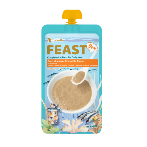 Astkatta 貓濕糧 Feast 鮮肉盛宴營養肉泥主食包 純鯖魚 110g (綠藍)