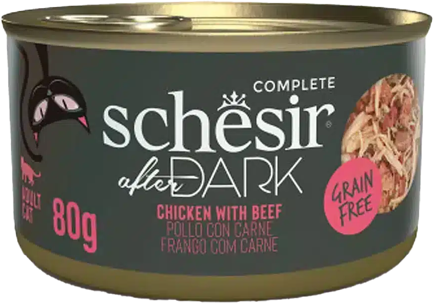 Schesir 貓罐頭(主食) After Dark 湯煮系列 無穀物雞肉牛肉(肉絲) 80g