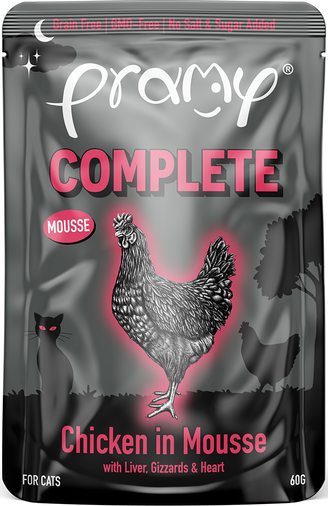 Pramy 貓濕糧包(主食) 午夜饗宴 無穀物慕絲 鮮嫩雞肉配方 80g (黑袋紅)