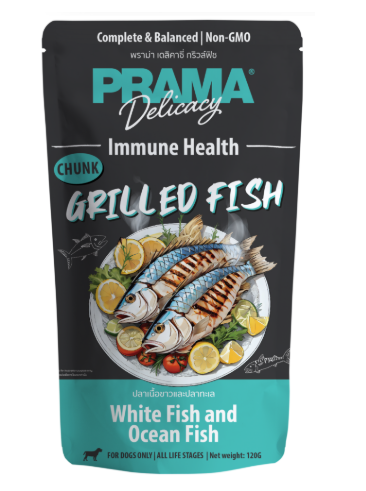 PRAMA 功能性狗濕糧包 肉汁香烤魚 增強免疫力 120g (綠)