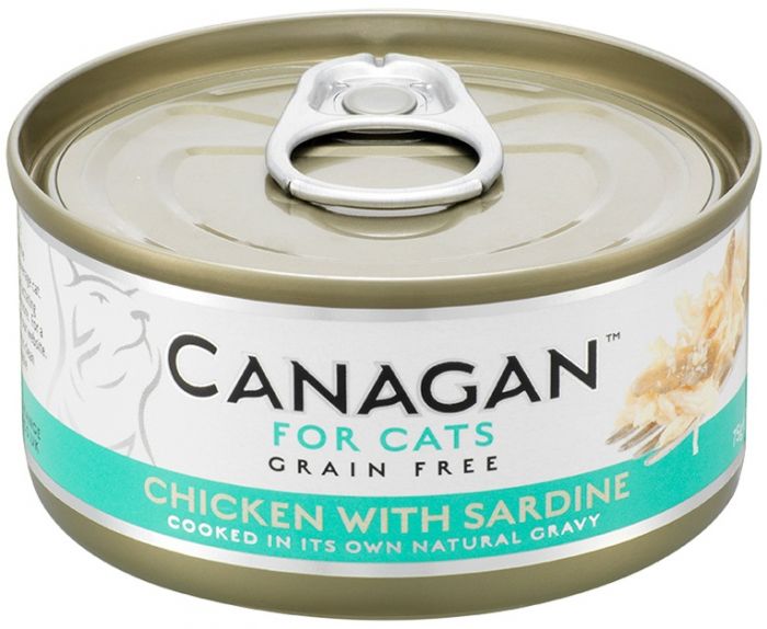 Canagan 原之選 貓罐頭 雞肉伴沙丁魚配方 75g (藍綠)