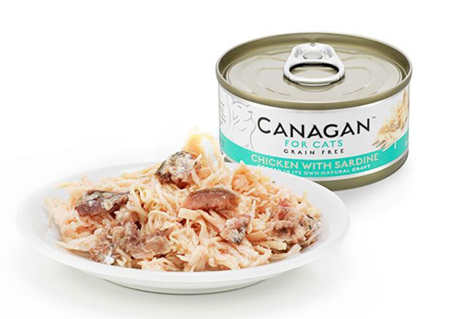Canagan 原之選 貓罐頭 雞肉伴沙丁魚配方 75g (藍綠)