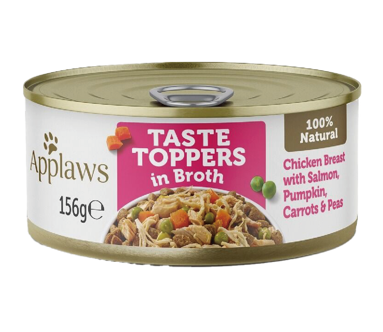 Applaws 狗罐頭 Taste Toppers 肉絲湯汁配方 雞胸肉三文魚蔬菜 156g (粉紅)