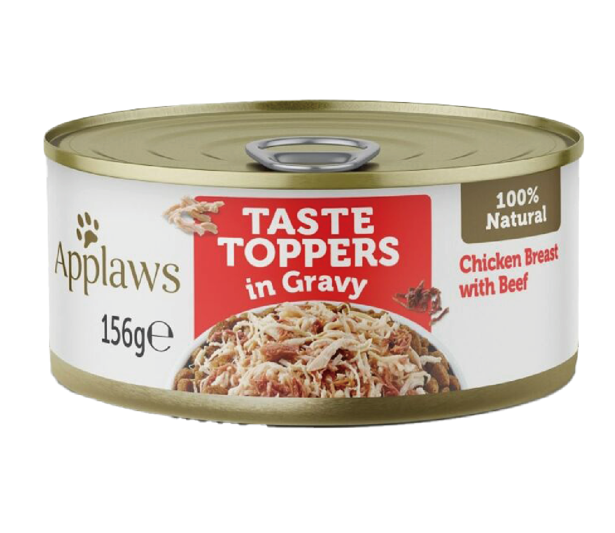 Applaws 狗罐頭 Taste Toppers 肉絲湯汁配方 雞胸肉牛肉 156g (紅)