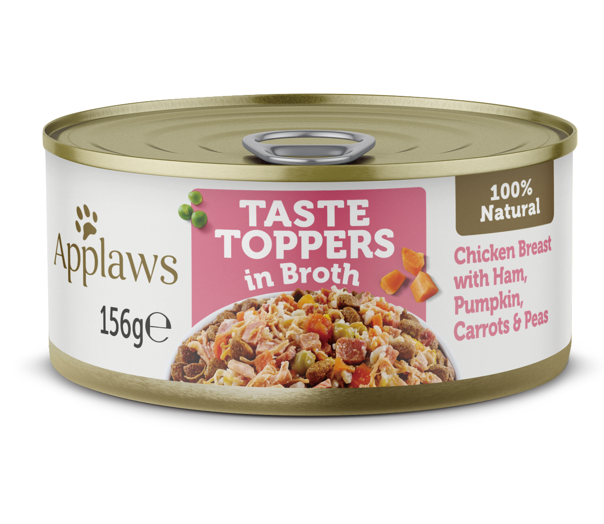Applaws 狗罐頭 Taste Toppers 肉絲湯汁配方 雞胸肉,火腿,蔬菜 156g (粉紅)