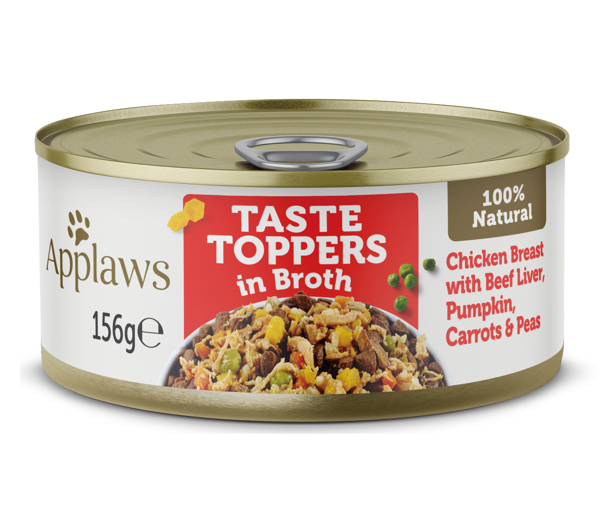 Applaws 狗罐頭 Taste Toppers 肉絲湯汁配方 雞胸肉,牛肝,蔬菜 156g (紅)