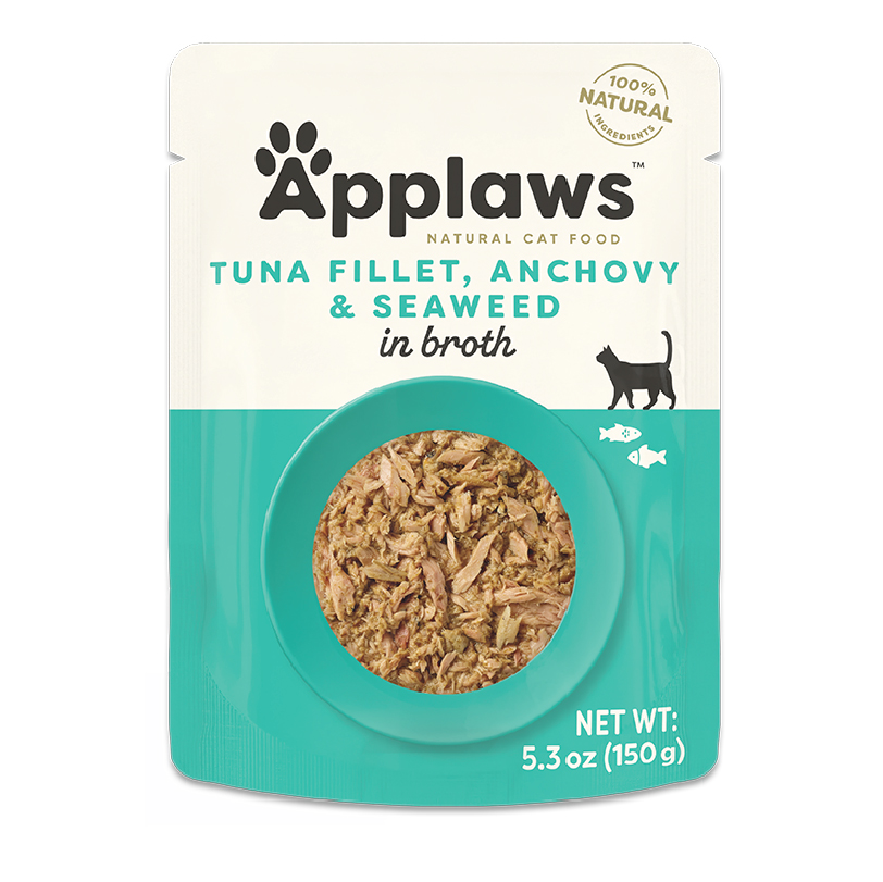 APPLAWS 貓濕糧餐包 Pouch 肉絲湯汁配方 吞拿魚鯷魚 70g (湖水綠)